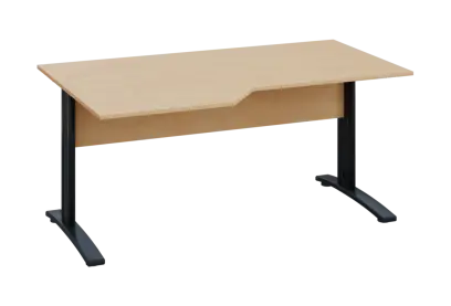 EZK 18 - 166 stůl kancelářský, rohový, levý, kovová podnož černá, deska 18 mm, široký 1600 mm, bříza irská